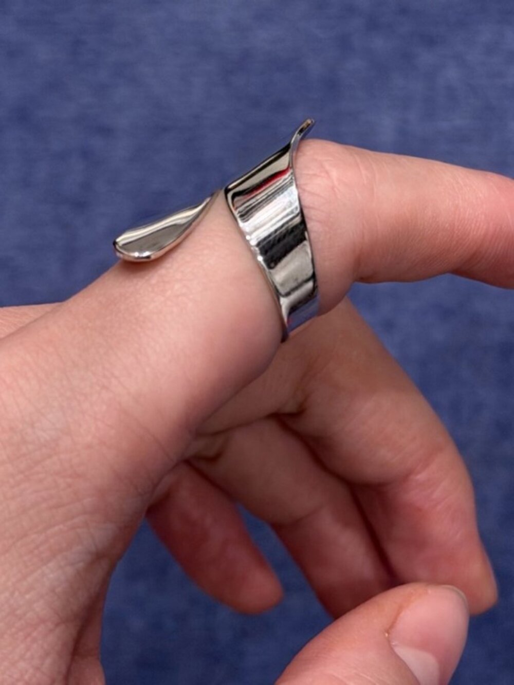 Silver Ripple Open Adjustable Ring - Picture 2 of 6